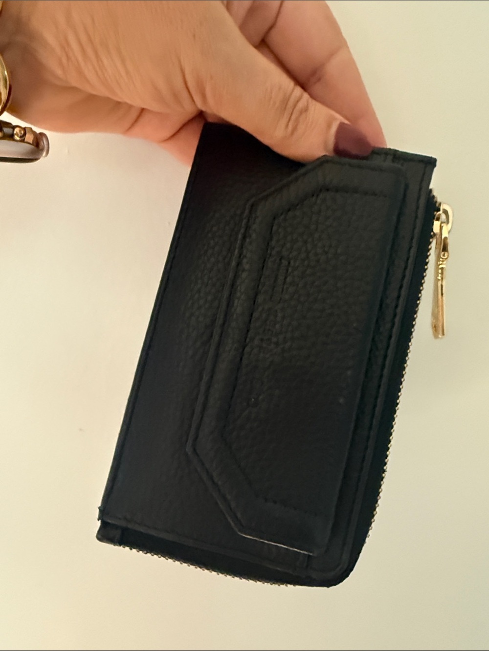 Aimee Kestenberg Black Pebbled Leather Zip Card & Key Holder